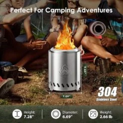 7. 09in. Tabletop Stainless Steel Smokeless Fire Pit With Stand Silver -Fire Place Store silver r w flame wood burning fire pits wyhd 3807s sl 77 1000