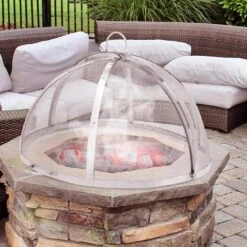 Firepit Spark Screen Lid 30 In. Dia. Outdoor Firepit Ring Cover Round Accessories Fire Pit Metal Cover -Fire Place Store silver vevor fire pit covers and accessories hkwz201bxgqxt4q0kv0 31 1000