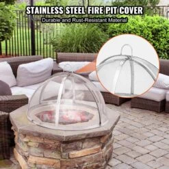 Firepit Spark Screen Lid 30 In. Dia. Outdoor Firepit Ring Cover Round Accessories Fire Pit Metal Cover -Fire Place Store silver vevor fire pit covers and accessories hkwz201bxgqxt4q0kv0 c3 1000
