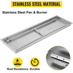 Stainless Steel Linear Trough Fire Pit Pan And Burner 49 X 16 In. Fire Pit Pan 185 K BTU Built-in Fire Pit Burner Pan 10 Stainless Steel Linear Trough Fire Pit Pan And Burner 49 X 16 In. Fire Pit Pan 185 K BTU Built-in Fire Pit Burner Pan -Fire Place Store silver vevor gas fire pits skhp50 5x16 5x201v0 4f 1000