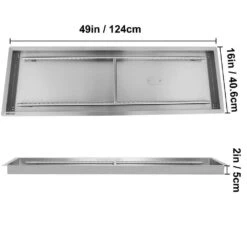 Stainless Steel Linear Trough Fire Pit Pan And Burner 49 X 16 In. Fire Pit Pan 185 K BTU Built-in Fire Pit Burner Pan 14 Stainless Steel Linear Trough Fire Pit Pan And Burner 49 X 16 In. Fire Pit Pan 185 K BTU Built-in Fire Pit Burner Pan -Fire Place Store silver vevor gas fire pits skhp50 5x16 5x201v0 76 1000
