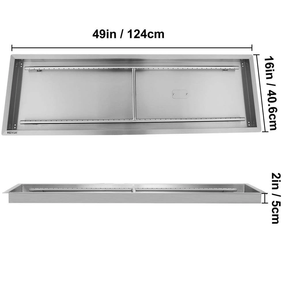 Stainless Steel Linear Trough Fire Pit Pan And Burner 49 X 16 In. Fire Pit Pan 185 K BTU Built-in Fire Pit Burner Pan 7 Stainless Steel Linear Trough Fire Pit Pan And Burner 49 X 16 In. Fire Pit Pan 185 K BTU Built-in Fire Pit Burner Pan - Image 7