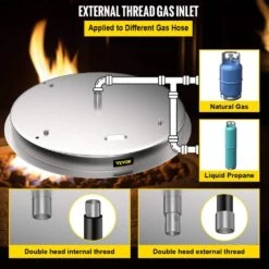 Drop In Fire Pit Pan 31 In. Round Fire Pit Burner 300 K BTU Stainless Steel Gas Fire Pan For Keeping Warm -Fire Place Store silver vevor gas fire pits yxskhpqrs31in0efev0 1f 1000