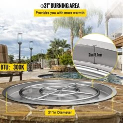 Drop In Fire Pit Pan 31 In. Round Fire Pit Burner 300 K BTU Stainless Steel Gas Fire Pan For Keeping Warm -Fire Place Store silver vevor gas fire pits yxskhpqrs31in0efev0 4f 1000