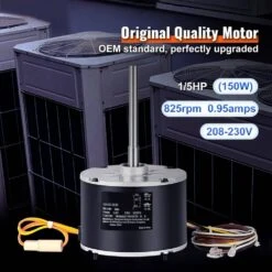 Condenser Fan Motor 1/5 HP 825 RPM Condenser Motor Reversible Rotating 208 To 230V 150W Explosion-proof CBB65 7.5F -Fire Place Store skyshalo capacitors dslnqdj15hp82ym93v7 sk0318 fa 1000