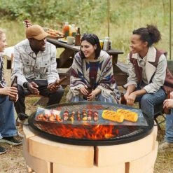 30 In. Fire Pit Grill Grate, Heavy Duty Steel BBQ Cooking Grid, Round Campfire Grate With X Wire And Handle -Fire Place Store skyshalo fireplace grates yxskkwchsyx301hi2v0 250212 31 1000