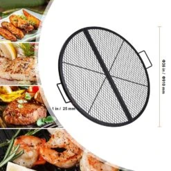 30 In. Fire Pit Grill Grate, Heavy Duty Steel BBQ Cooking Grid, Round Campfire Grate With X Wire And Handle -Fire Place Store skyshalo fireplace grates yxskkwchsyx301hi2v0 250212 76 1000