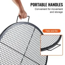 30 In. Fire Pit Grill Grate, Heavy Duty Steel BBQ Cooking Grid, Round Campfire Grate With X Wire And Handle -Fire Place Store skyshalo fireplace grates yxskkwchsyx301hi2v0 250212 fa 1000