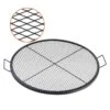 X-Marks Fire Pit Grill Grate, Round Cooking Grate, Heavy Duty Steel Campfire BBQ Grill Grid With Handle And Support