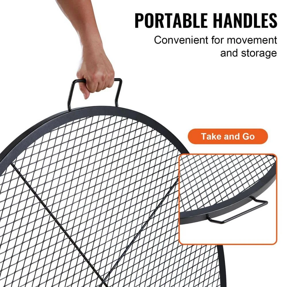 X-Marks Fire Pit Grill Grate, Round Cooking Grate, Steel Campfire BBQ Grill Grid With Handle And Support X Wire 3 X-Marks Fire Pit Grill Grate, Round Cooking Grate, Steel Campfire BBQ Grill Grid With Handle And Support X Wire - Image 3