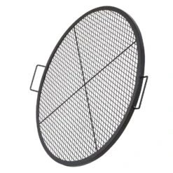 X-Marks Fire Pit Grill Grate, Round Cooking Grate, Steel Campfire BBQ Grill Grid With Handle And Support X Wire
