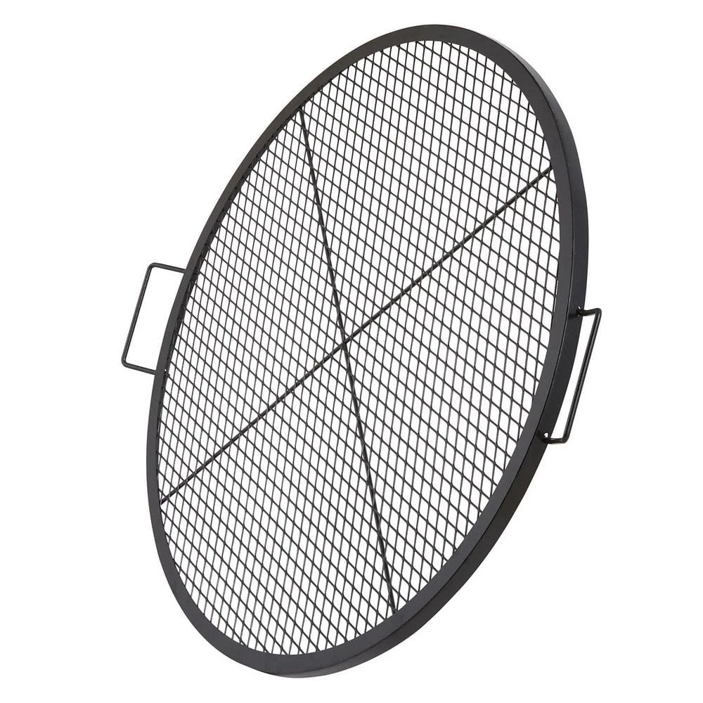 X-Marks Fire Pit Grill Grate, Round Cooking Grate, Steel Campfire BBQ Grill Grid With Handle And Support X Wire 1 X-Marks Fire Pit Grill Grate, Round Cooking Grate, Steel Campfire BBQ Grill Grid With Handle And Support X Wire