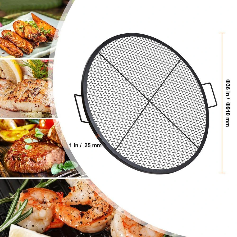 X-Marks Fire Pit Grill Grate, Round Cooking Grate, Steel Campfire BBQ Grill Grid With Handle And Support X Wire 7 X-Marks Fire Pit Grill Grate, Round Cooking Grate, Steel Campfire BBQ Grill Grid With Handle And Support X Wire - Image 7