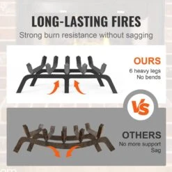 Fireplace Log Grate, 21 In. Heavy Duty Fireplace Grate With 6 Support Legs, 3/4 In. Solid Powder-coated Steel Bars -Fire Place Store skyshalo fireplace grates ztxymp34x3421gko8v0 0819 4f 1000