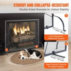 Single-Panel Fireplace Screen 35.6 In. L X 28.4 In. H Sturdy Iron Mesh Fireplace Screen Standing Fire Fence Grate -Fire Place Store skyshalo fireplace screens blmhsjy3545i7h0s1v0 250312 44 1000