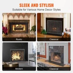 Single-Panel Fireplace Screen 35.6 In. L X 28.4 In. H Sturdy Iron Mesh Fireplace Screen Standing Fire Fence Grate -Fire Place Store skyshalo fireplace screens blmhsjy3545i7h0s1v0 250312 4f 1000