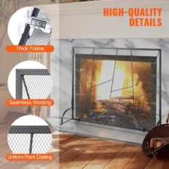 Single-Panel Fireplace Screen 35.6 In. L X 28.4 In. H Sturdy Iron Mesh Fireplace Screen Standing Fire Fence Grate -Fire Place Store skyshalo fireplace screens blmhsjy3545i7h0s1v0 250312 fa 1000