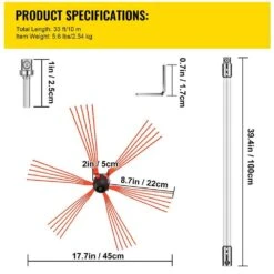 Chimney Sweep Kit 33 Ft. L, Rotary Chimney Cleaning Kit Driven By Drill, Chimney Brush Rod Kit For Cleaning Fireplace -Fire Place Store skyshalo fireplace tools ycs10mjdpyst00001v0 250312 76 1000