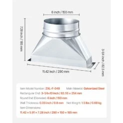 3-1/4 X 10 X 6 In. Duct Boot 6 In. X 0.95 Ft. Flexible Galvanized Duct Transition Fitting Silver Jacket Easy Install -Fire Place Store skyshalo flexible ductwork jbygdj31410i3u28z001v0 250804 76 1000
