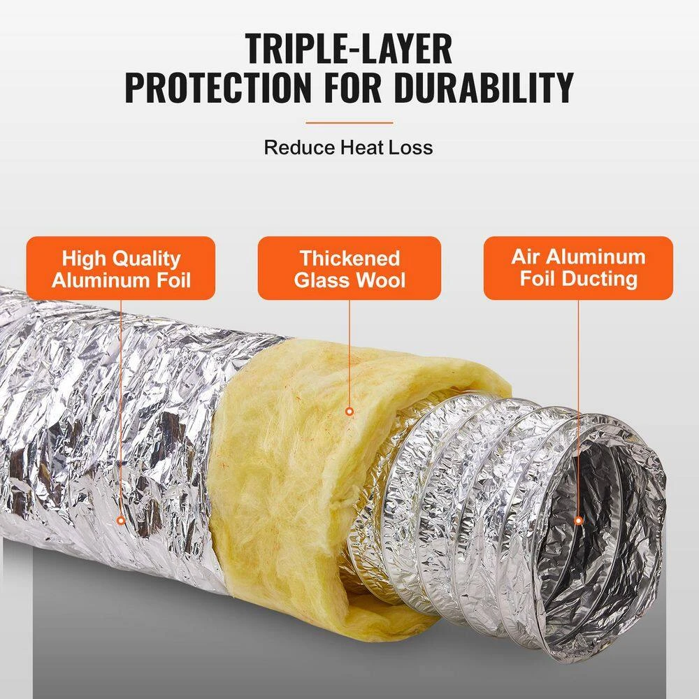 Dryer Vent Hose, 5 In. Insulated Flexible Duct 25 FT. Long With 2 Duct Clamps, Heavy-Duty Three Layer Protection 5 Dryer Vent Hose, 5 In. Insulated Flexible Duct 25 FT. Long With 2 Duct Clamps, Heavy-Duty Three Layer Protection - Image 5
