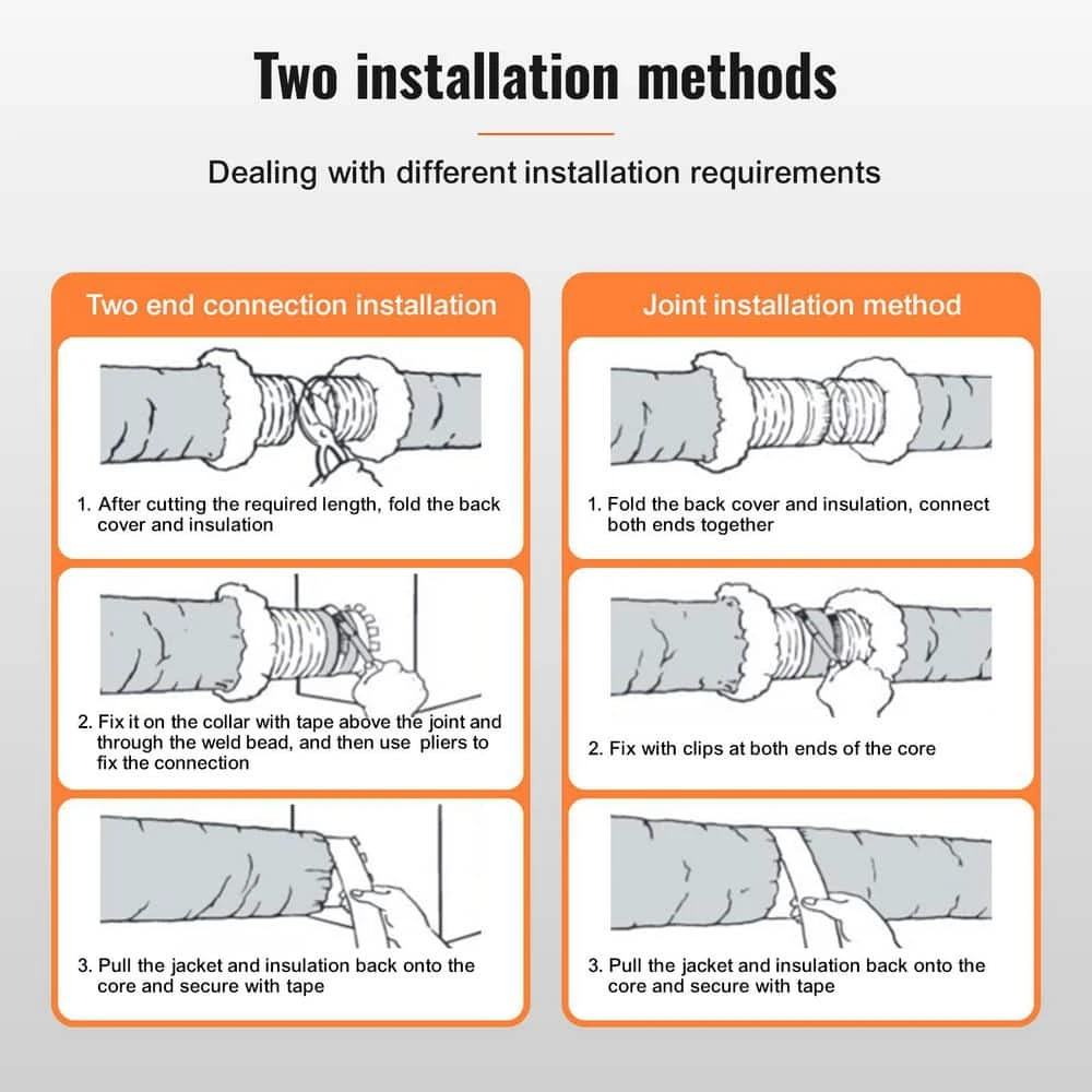 Dryer Vent Hose, 5 In. Insulated Flexible Duct 25 FT. Long With 2 Duct Clamps, Heavy-Duty Three Layer Protection 3 Dryer Vent Hose, 5 In. Insulated Flexible Duct 25 FT. Long With 2 Duct Clamps, Heavy-Duty Three Layer Protection - Image 3
