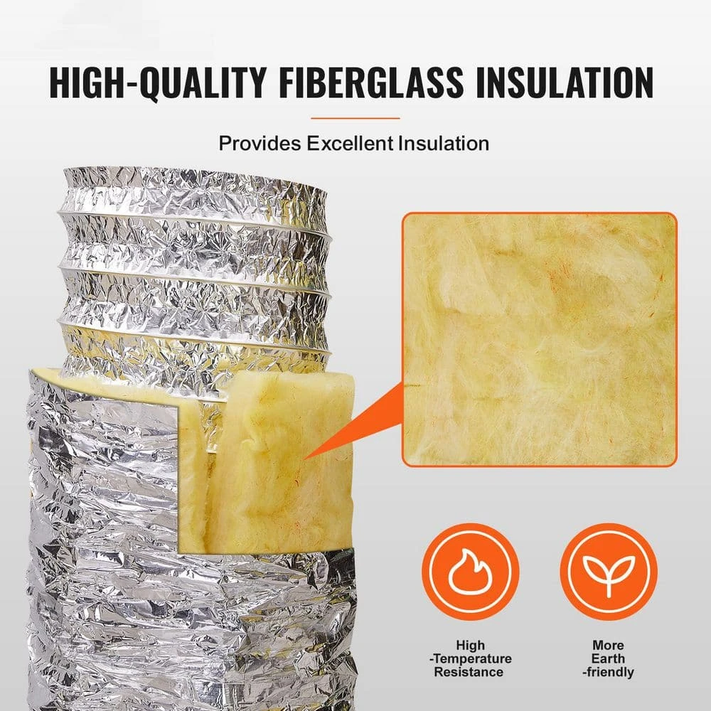 Dryer Vent Hose, 5 In. Insulated Flexible Duct 25 FT. Long With 2 Duct Clamps, Heavy-Duty Three Layer Protection 6 Dryer Vent Hose, 5 In. Insulated Flexible Duct 25 FT. Long With 2 Duct Clamps, Heavy-Duty Three Layer Protection - Image 6