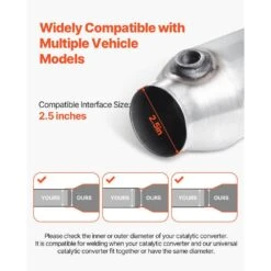 Universal Catalytic Converter, 2.5 In. Inlet/Outlet, 2 Pack High Flow Car Catalytic Converter, Direct Replacement -Fire Place Store skyshalo gas fittings connectors tychzhq2gbj2nfbqc001v0 s0425 fa 1000
