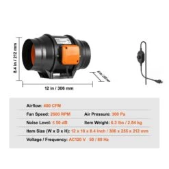 Inline Duct Fan, 6 In. 400 CFM With Variable Speed Controller, Quiet AC-Motor Ventilation Exhaust Fan For Booster 14 Inline Duct Fan, 6 In. 400 CFM With Variable Speed Controller, Quiet AC-Motor Ventilation Exhaust Fan For Booster -Fire Place Store skyshalo grow room ventilation xlgdfjychsac6j5dvv1 250208 76 1000