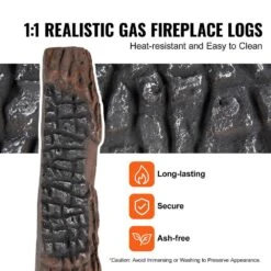 10 Pcs Oak Logs Gas Fireplace Ceramic Logs 12 In. Vented Vent-Free For Fire Place Heat-Resistant Gas Fireplace Logs -Fire Place Store skyshalo vented gas fireplace logs tcxwym10ym00a45m1v0 0709 44 1000