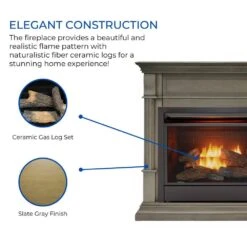 Dual Fuel Ventless Gas Fireplace - 26,000 BTU, T-Stat Control, Slate Gray Finish, Model DFS-300T-2GR -Fire Place Store slate gray duluth forge gas fireplaces 179257 c3 1000
