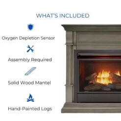 Dual Fuel Ventless Gas Fireplace - 26,000 BTU, Remote Control, Slate Gray Finish, Model DFS-300R-2GR -Fire Place Store slate gray duluth forge gas fireplaces 179258 44 1000