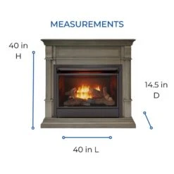 Dual Fuel Ventless Gas Fireplace - 26,000 BTU, Remote Control, Slate Gray Finish, Model DFS-300R-2GR -Fire Place Store slate gray duluth forge gas fireplaces 179258 fa 1000
