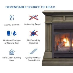 Dual Fuel Ventless Gas Fireplace - 32,000 BTU, Remote Control, Slate Gray Finish -Fire Place Store slate gray duluth forge gas fireplaces 179260 4f 1000