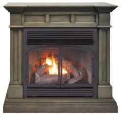 Dual Fuel Ventless Gas Fireplace - 32,000 BTU, Remote Control, Slate Gray Finish
