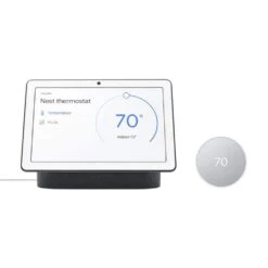 Google Nest Thermostat Snow Plus Nest Hub Max 10 In. Smart Display Charcoal