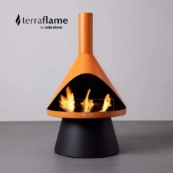 Lloyd 43.5 In Electroplated Steel Mid-Century Modern Indoor/Outdoor Gel Fuel Fireplace - With 6pk Pure Fuel