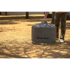 Gray Weather-Resistant Round Fire Pit Cover Made From PVC-Coated Polyester With Aluminum Reinforcement - Yukon(Large) -Fire Place Store solo stove fire pit covers and accessories ssyuksheltgrey fa 1000