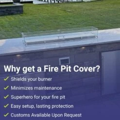 72 In. X 6 In. Linear Stainless Steel Cover For Drop-In Fire Pit Pan -Fire Place Store stainless steel american fire glass fire pit covers and accessories ss cv lcb 72 4f 1000