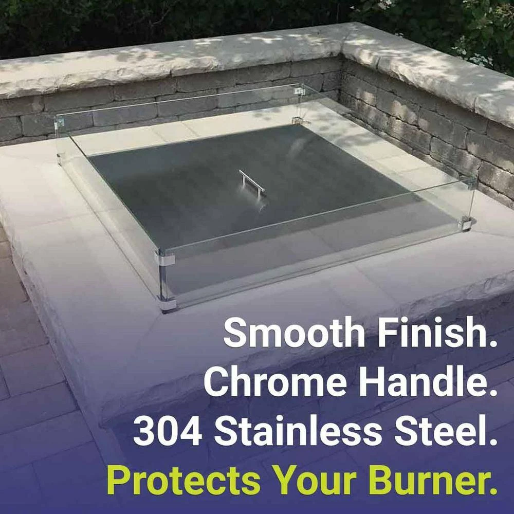 30 In. Square Stainless Steel Cover For Drop-In Fire Pit Pan 3 30 In. Square Stainless Steel Cover For Drop-In Fire Pit Pan - Image 3