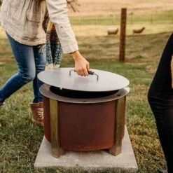 X Series Stainless Steel Fire Pit Lid 19 -Weather-Resistant And Durable With Ergonomic Handle-Clean And Safe From Debris -Fire Place Store stainless steel breeo fire pit covers and accessories br ld19 1f 1000