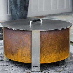 X Series Stainless Steel Fire Pit Lid 24 -Weather-Resistant And Durable With Ergonomic Handle-Clean And Safe From Debris -Fire Place Store stainless steel breeo fire pit covers and accessories br ld24 1f 1000