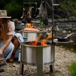 Outpost Portable Fire Ring Grill 19 - Premium Stainless Steel - Adjustable Height And 360° Rotation - Effortless Setup -Fire Place Store stainless steel breeo fire pit covers and accessories br op19 4f 1000