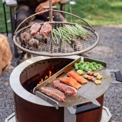 Outpost Portable Fire Ring Grill 24 - Premium Stainless Steel - Adjustable Height And 360° Rotation - Effortless Setup 6 Outpost Portable Fire Ring Grill 24 - Premium Stainless Steel - Adjustable Height And 360° Rotation - Effortless Setup -Fire Place Store stainless steel breeo fire pit covers and accessories br op24 c3 1000