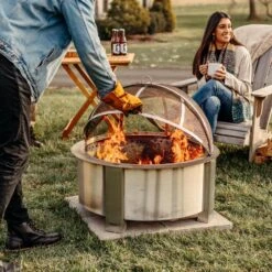 X‑Series 24 Spark Screen – Stainless Steel, Hinged Access And Stabilizing Clip For Smokeless Fire Pits-Ideal For Outdoor -Fire Place Store stainless steel breeo fire pit covers and accessories br ss24 1f 1000