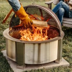 X‑Series 24 Spark Screen – Stainless Steel, Hinged Access And Stabilizing Clip For Smokeless Fire Pits-Ideal For Outdoor -Fire Place Store stainless steel breeo fire pit covers and accessories br ss24 4f 1000