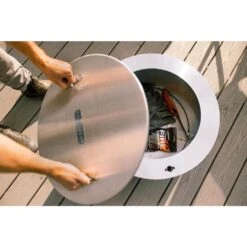 Y Series 21 In. Stainless Steel Fire Pit Lid - Lightweight And Weather-Resistant Design Cover With Secure Locking System -Fire Place Store stainless steel breeo fire pit covers and accessories br ys ld 44 1000