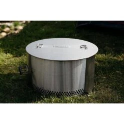 Y Series 21 In. Stainless Steel Fire Pit Lid - Lightweight And Weather-Resistant Design Cover With Secure Locking System -Fire Place Store stainless steel breeo fire pit covers and accessories br ys ld 4f 1000