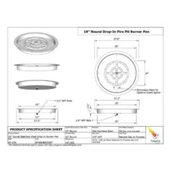 25 In. Round Stainless Steel Drop-In Fire Pit Pan With 18 In. Burner 11 25 In. Round Stainless Steel Drop-In Fire Pit Pan With 18 In. Burner -Fire Place Store stainless steel celestial fire glass fire pit covers and accessories bp 25r fa 1000