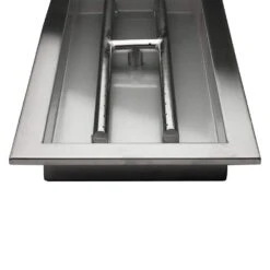 24 In. X 8 In. Rectangular Stainless Steel Fire Pit Pan With Burner, Beveled Lip -Fire Place Store stainless steel celestial fire glass fire pit covers and accessories bs 24 8 bevel 1f 1000