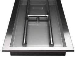 30 In. X 10 In. Linear Drop-In Fire Pit Pan With Burner, Stainless Steel, And Beveled Lip -Fire Place Store stainless steel celestial fire glass fire pit covers and accessories bs 30 10 bevel 4f 1000